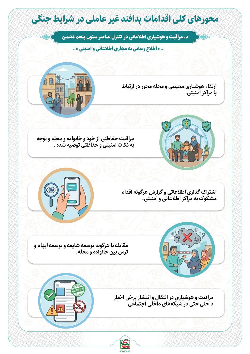 اینفوگرافی| مراقبت و هوشیاری اطلاعاتی در کنترل عناصر ستون پنجم دشمن