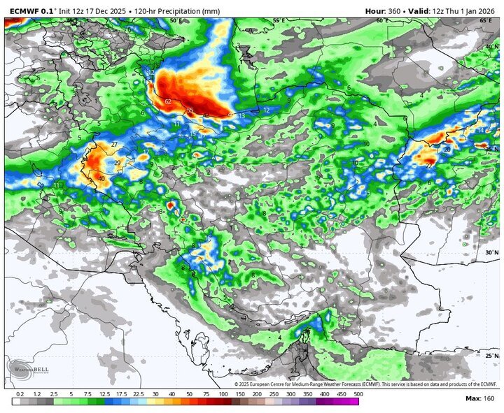 تشدید سامانه بارشی در ۴ استان؛ پایان بارش‌ها در اغلب نقاط کشور از فردا